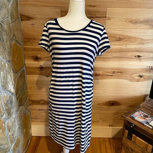 Liz Lange Maternity navy blue‎ striped dress size Large